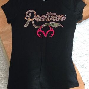 Realtree Black Tee with Pink & Camo Logo